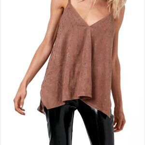 AS by DF Monte Carlo Rhinestone-Embellished‎ Suede Camisole L NWT